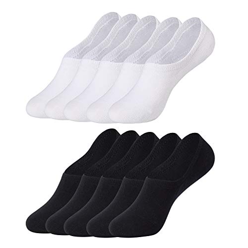 Falechay Calcetines Invisibles Tobilleros Mujer Hombre 10 pares Cortos Calcetin Blanco Negro 35-38