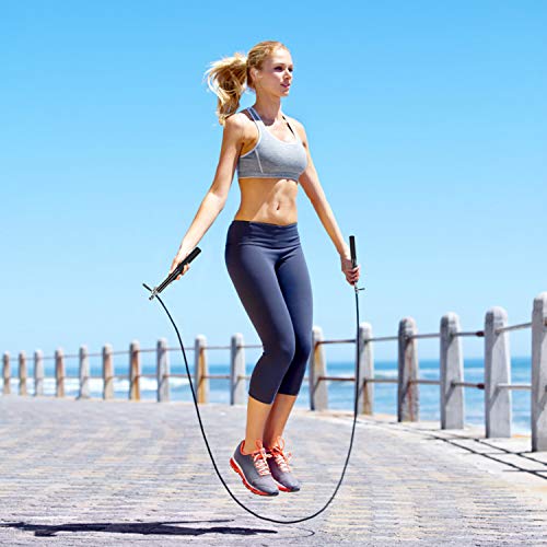 Faminess Comba de Velocidad Speed Rope Mangos Aluminio Ligeros y Cómodos Cable Ajustable Acero 3 MT - 2,5 mm Cuerda Ideal para Crossfit, Boxeo, Fitness Hombre y Mujer