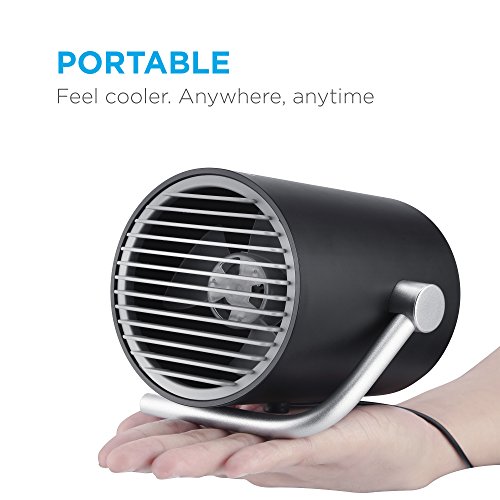 Fancii Ventilador USB Pequeño de Mesa para Personal Portátil de Escritorio con Aspas Gemelas Turbo, Tecnología Silenciosa de Circulación del Aire Ciclónico, Negro