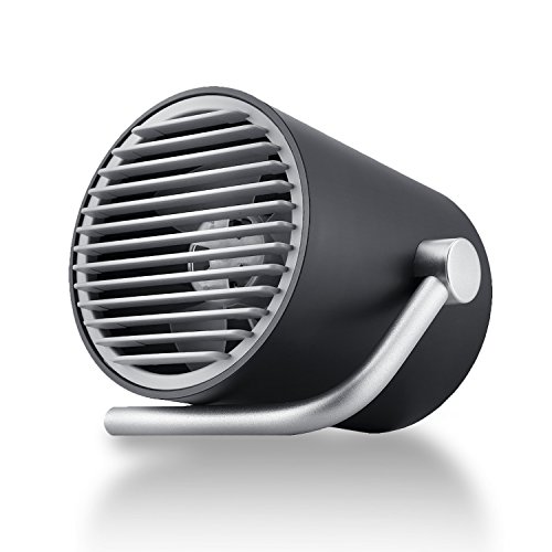 Fancii Ventilador USB Pequeño de Mesa para Personal Portátil de Escritorio con Aspas Gemelas Turbo, Tecnología Silenciosa de Circulación del Aire Ciclónico, Negro