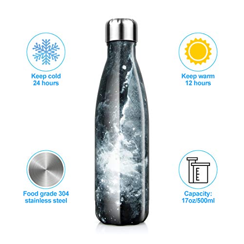 Fancytimes 350/500/750ml Botella de Agua Acero Inoxidable, Aislamiento de Vacío de Doble Pared, Estanqueidad, sin Fugas, Reutilizable para - para Correr, Gimnasio, Yoga, Ciclismo