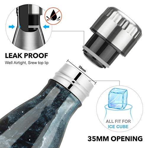 Fancytimes 350/500/750ml Botella de Agua Acero Inoxidable, Aislamiento de Vacío de Doble Pared, Estanqueidad, sin Fugas, Reutilizable para - para Correr, Gimnasio, Yoga, Ciclismo