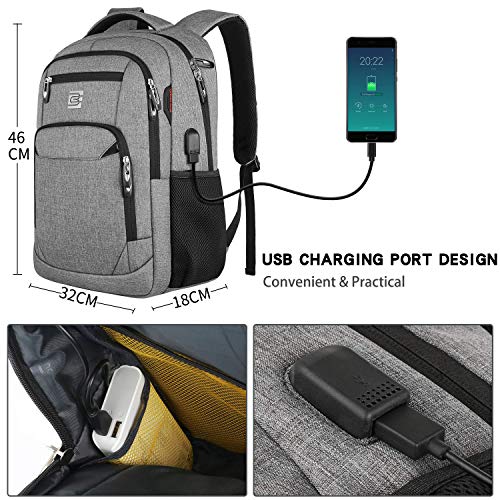 FANDARE Mochila Antirrobo Impermeable Mochila para Portátil de hasta 15.6 Multiusos Mochilas Escolares con Puerto de Carga USB para Diario Negocio Trabajo Unisexo Viaje Bolsas Escolares Gris FANDARE Mochila Antirrobo Impermeable Mochila para Portátil de hasta 15.6 Multiusos Mochilas Escolares con Puerto de Carga USB para Diario Negocio Trabajo Unisexo Viaje Bolsas Escolares Gris