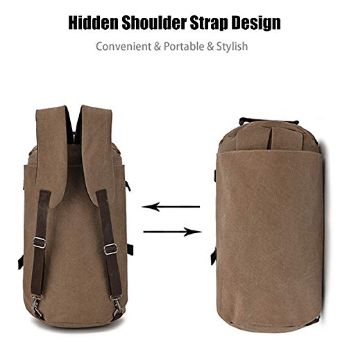 FANDARE Mochila De Viaje De Hombre Adecuada Montañismo Acampada Y Senderismo Unisex Macutos de Senderismo Lona Café