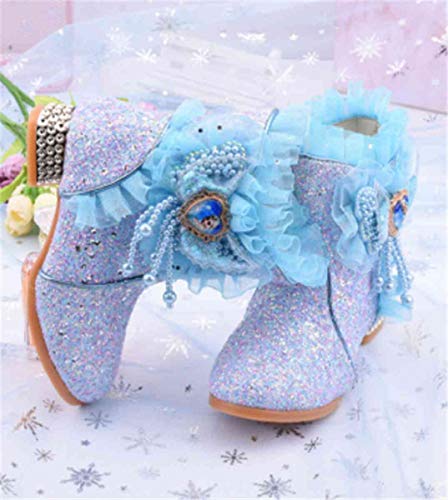 Fanessy Botas de Princesa Zapatos de Invierno para niños Cinta Brillante de Piel Lazo de Diamantes de imitación Regalos Botas de Nieve con Forro cálido Botas para niñas