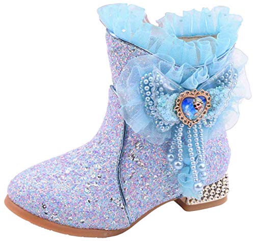 Fanessy Botas de Princesa Zapatos de Invierno para niños Cinta Brillante de Piel Lazo de Diamantes de imitación Regalos Botas de Nieve con Forro cálido Botas para niñas