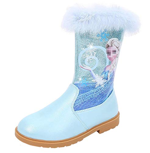 Fanessy Zapatos de Las Muchachas de la Princesa Botas Botas niños Invierno de la Piel del Brillo de la Cinta del Arco del Rhinestone Regalos Calor Forrado Nieve Bootsz