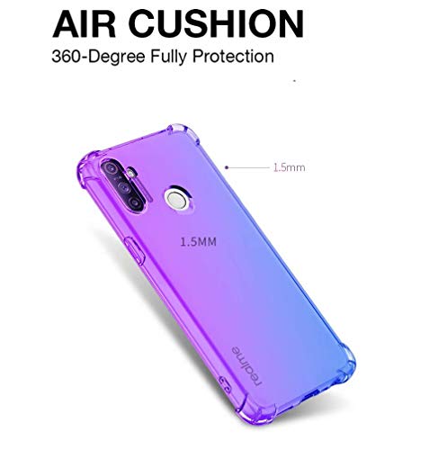 FANFO® Funda para Realme C3/C3i, Color Degradado Transparente TPU Carcasa Ultradelgado Antimanchas Silicona Case Compatible Carga Inalámbrica Cover, Azul/Morado