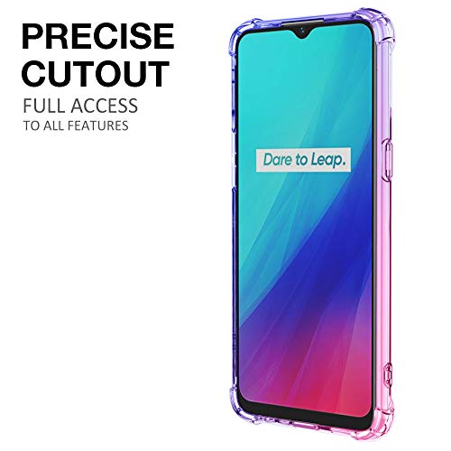 FANFO® Funda para Realme C3/C3i, Color Degradado Transparente TPU Carcasa Ultradelgado Antimanchas Silicona Case Compatible Carga Inalámbrica Cover, Azul/Morado