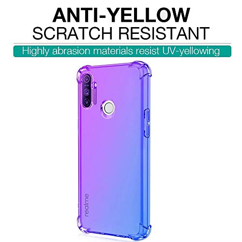 FANFO® Funda para Realme C3/C3i, Color Degradado Transparente TPU Carcasa Ultradelgado Antimanchas Silicona Case Compatible Carga Inalámbrica Cover, Azul/Morado