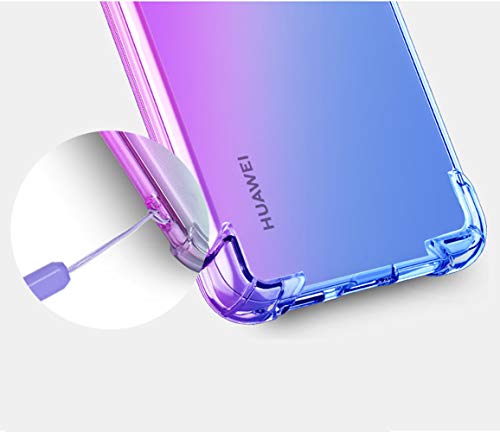 FANFO® Funda para Realme C3/C3i, Color Degradado Transparente TPU Carcasa Ultradelgado Antimanchas Silicona Case Compatible Carga Inalámbrica Cover, Azul/Morado