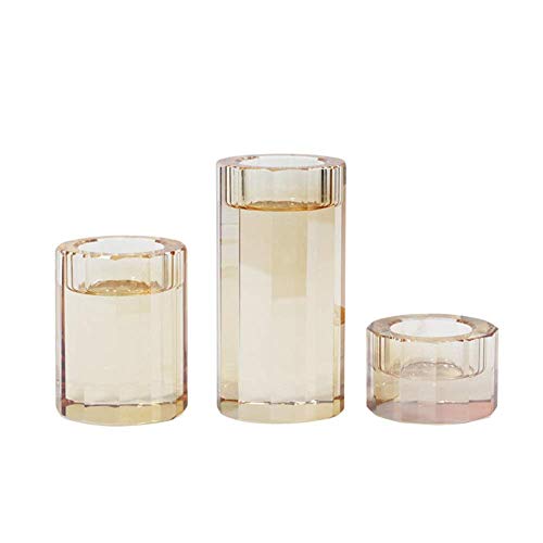 FANMENGY Candelero de Los titulares de velas de cristal Conjunto cena con velas de boda románticas Velas, decoraciones caseras for la sala de estar, comedor Tabla piezas centrales (Color: Claro, Tamañ