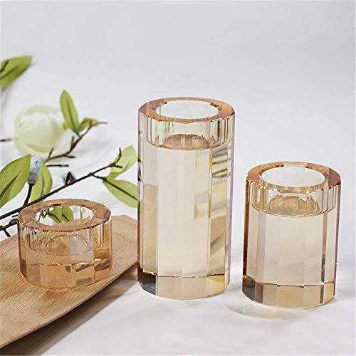 FANMENGY Candelero de Los titulares de velas de cristal Conjunto cena con velas de boda románticas Velas, decoraciones caseras for la sala de estar, comedor Tabla piezas centrales (Color: Claro, Tamañ