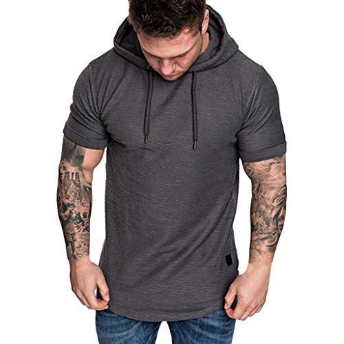 Fannyfuny camiseta Hombre Verano Camisa Elástica de Fitness Tank Top Gym Fitness Muscle de Manga Corta con Capucha Culturismo Bolsillos de Secado Ajustado Fannyfuny camiseta Hombre Verano Camisa Elástica de Fitness Tank Top Gym Fitness Muscle de Manga Corta con Capucha Culturismo Bolsillos de Secado Ajustado