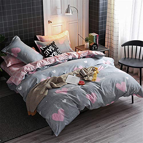 Fansu Elegante Juego de Ropa de Cama de 4 Piezas Juego de Fundas de Edredón Incluye 1 Funda Nórdica y 1 Sábana encimera 2 Funda de Almohada (Cama 90-150x200cm,Corazón - Gris Rosa) Fansu Elegante Juego de Ropa de Cama de 4 Piezas Juego de Fundas de Edredón Incluye 1 Funda Nórdica y 1 Sábana encimera 2 Funda de Almohada (Cama 90-150x200cm,Corazón - Gris Rosa)