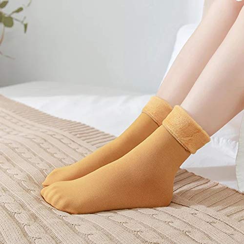 Fanville 5 pares de calcetines de nieve para mujer y terciopelo engrosamiento tubo calcetines de lana gruesa de invierno calcetines de lana suave y gruesa cálida