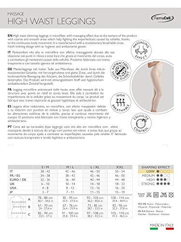 Farmacell 133 (Negro, S/M) Pantalones Leggings de Talle Alto con Efecto masajeador y Anti-Celulitis