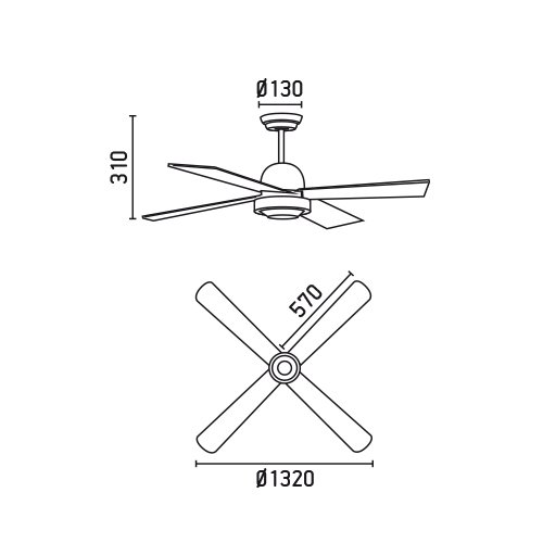 FARO BARCELONA 33288 - Ibiza Ventilador de Techo sin luz, Acero y Palas Madera Plywood (Bombilla no incluida)