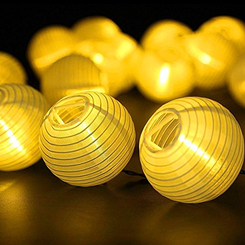 Farolillos Solares Exterior de Luces de Cuerda ALED LIGHT 6m 30 LED Blanco Cálido Impermeable Guirnalda Luces Exterior LED Linternas Farolillos Decorativos Solares para Decoración Jardines