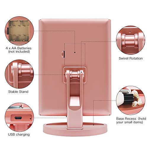 FASCINATE Espejo con Luz para Maquillaje Pantalla Táctil Lámparas con Iluminacíon 21 Led 1X/3X/5X/10X Triple Plegable Espejo Rotación de 180° Regalos Espejo de Mesa Carga con USB o Batería FASCINATE Espejo con Luz para Maquillaje Pantalla Táctil Lámparas con Iluminacíon 21 Led 1X/3X/5X/10X Triple Plegable Espejo Rotación de 180° Regalos Espejo de Mesa Carga con USB o Batería