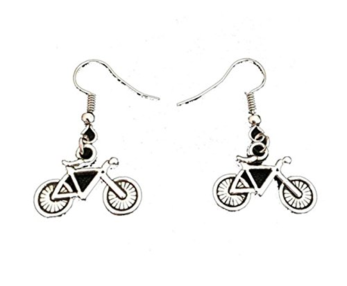 Fashion Unique Niñas Estilo Antiguo Plata Bicicleta Swing pendientes bicicleta Deporte joyería