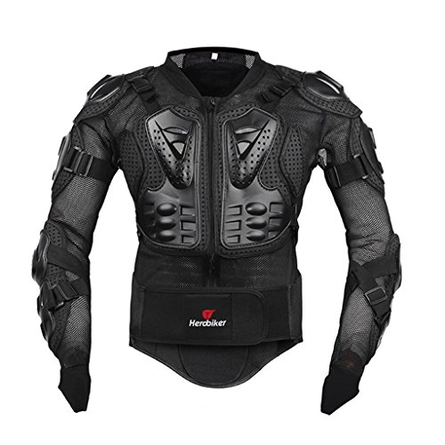 Fastar Chaqueta de Moto,Chaqueta Protectora - Profesional de Motocicleta Protección del Cuerpo Motocross Racing Armadura de Cuerpo Entero Spine Chest (Negro, M)…