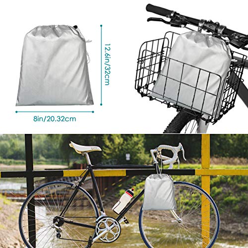 Favoto Funda para Bicicleta Exterior, 210D Oxford Cubierta Protector Impermeable al Aire Libre contra Lluvia/UV/Polvo/Nieve con Orificio de Bloqueo para Montaña Carretera, 200x70x110cm Negro+Plata