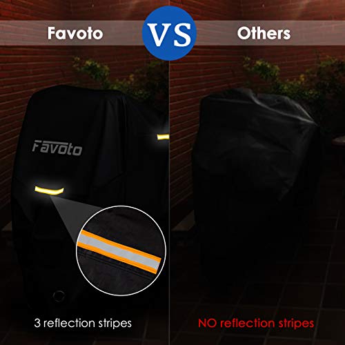 Favoto Funda para Moto Cubierta de la Motocicleta 210T Protectora Poliéster con Banda Reflectante a Prueba de Sol Agua Lluvia Polvo Viento Nieve Excremento de Pájaro al Aire Libre XXL 245cm Negro