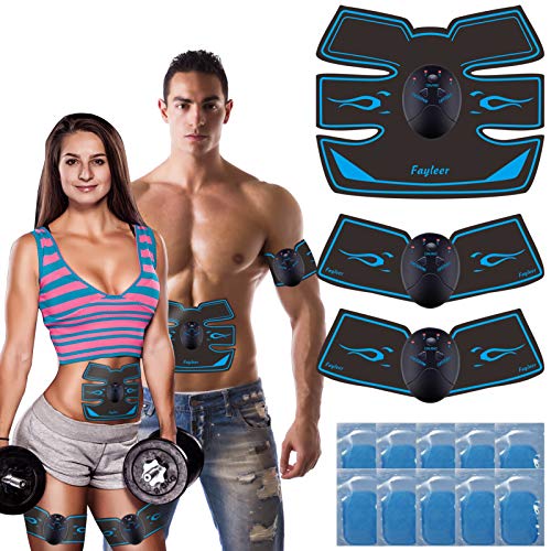 fayleer Electroestimulador Muscular Abdominal Estimulador Muscular Abdominal para Abdomen Cintura Pierna Brazo Glúteos para Hombre y Mujeres con 20PCS Reemplazo Gel Pad