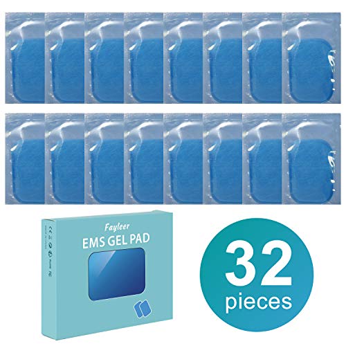 fayleer Gel Pad para EMS Electroestimulador Muscular Abdominales, Almohadillas de Gel Electroestimulador EMS Gel Hojas de Repuesto Gel Abdominal Muscular (32pcs)