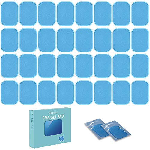 fayleer Gel Pad para EMS Electroestimulador Muscular Abdominales, Almohadillas de Gel Electroestimulador EMS Gel Hojas de Repuesto Gel Abdominal Muscular (32pcs)