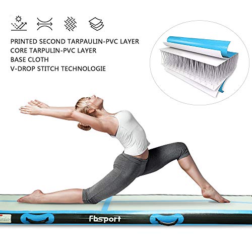 FBSPORT Airtrack Colchoneta Gimnasia 4M, Esterilla Hinchable, Colchoneta Hinchable, Tumbling Mat, Estera de Yoga (Sin Bomba)