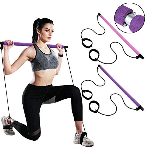 FBSPORT Kit Barra de Pilates Portátil con Banda de Resistencia,Ejercicio Yoga,Palo Pilates con Bucle para el pie para Entrenamiento Corporal Total,Barra de Yoga,Fitness,Estiramiento,Esculpir