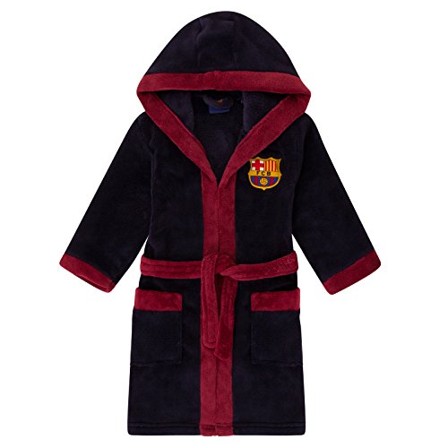 FC Barcelona - Batín oficial con capucha - Para niño - Forro polar - Azul marino - 9-10 años
