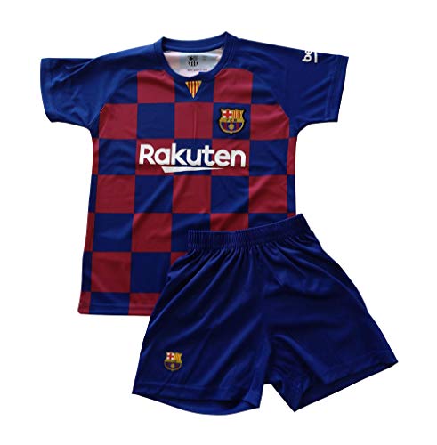 FCB Conjunto Camiseta y Pantalón Primera Equipación Infantil Messi del FC Barcelona Producto Oficial Licenciado Temporada 2019-2020 Color Azulgrana (Azulgrana, Talla 8)
