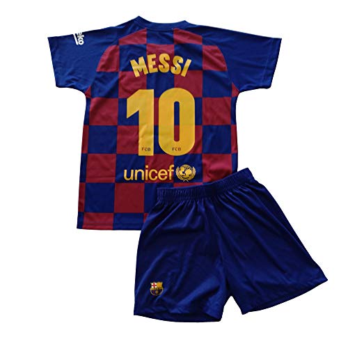 FCB Conjunto Camiseta y Pantalón Primera Equipación Infantil Messi del FC Barcelona Producto Oficial Licenciado Temporada 2019-2020 Color Azulgrana (Azulgrana, Talla 8)
