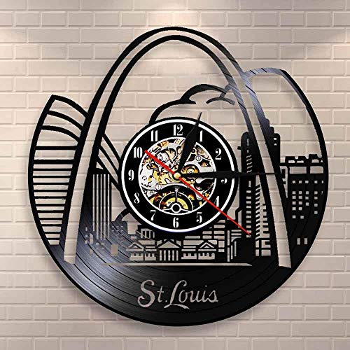 fdgdfgd Negro Retro CD Reloj Disco de Vinilo Reloj de Pared Sala de Arte Vista de la Ciudad Disco de Vinilo Vintage Negro | Regalo de Reloj de Pared con Registro de música