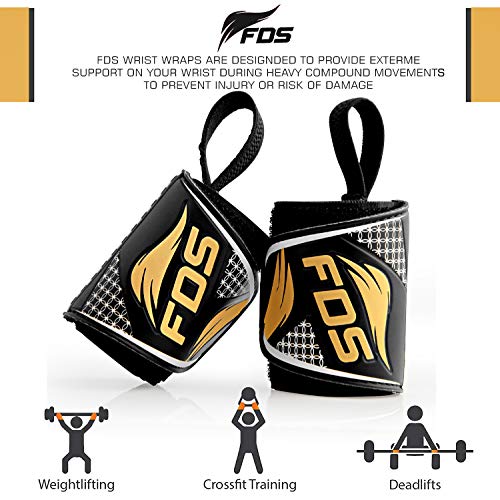 FDS Muñequeras Gym Deportivas para Levantamiento De Pesas Wrist Wraps par para Hombre Y Mujer Ideal Gimnasio Muñequera para Hacer Ejercicio, Calistenia, Musculacion, Halterofilia