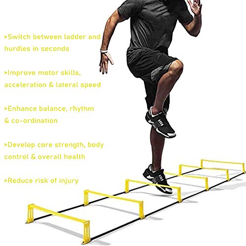 FDYD Criado Escalera de Agilidad Ejercicio de Entrenamiento de Doble Uso Multifuncional Agilidad Escala energética obstáculo Equipo de Entrenamiento de fútbol,6 Rung