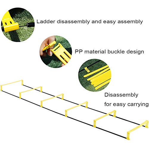 FDYD Criado Escalera de Agilidad Ejercicio de Entrenamiento de Doble Uso Multifuncional Agilidad Escala energética obstáculo Equipo de Entrenamiento de fútbol,6 Rung