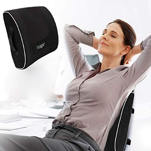 Feagar Cojin Lumbar Coche, Respaldo Lumbar para Silla Oficina, Apoyo Almohada Lumbar de Espuma Memoria, (Negro)