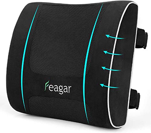 Feagar Cojin Lumbar Coche, Respaldo Lumbar para Silla Oficina, Apoyo Almohada Lumbar de Espuma Memoria, (Negro)