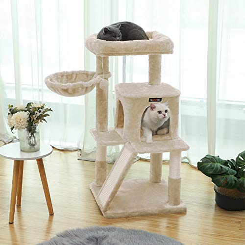 FEANDREA Árbol para Gatos, Torre de Gato con Gran Pedestal, Rascador, Beige PCT51M