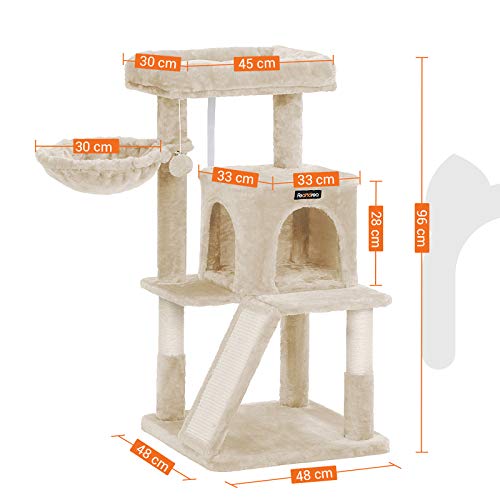 FEANDREA Árbol para Gatos, Torre de Gato con Gran Pedestal, Rascador, Beige PCT51M FEANDREA Árbol para Gatos, Torre de Gato con Gran Pedestal, Rascador, Beige PCT51M