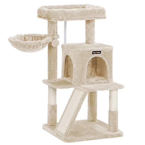 FEANDREA Árbol para Gatos, Torre de Gato con Gran Pedestal, Rascador, Beige PCT51M