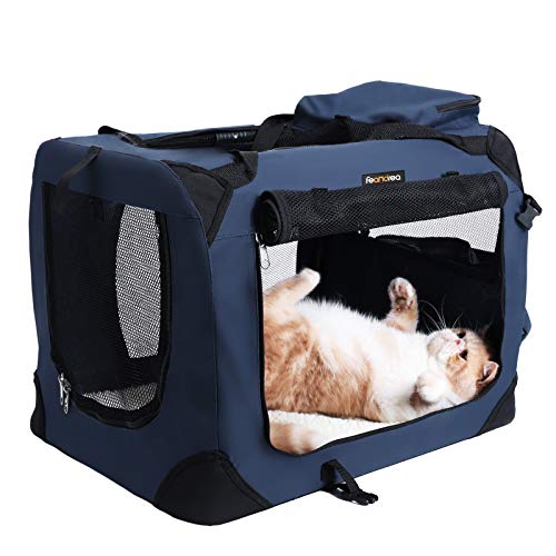 FEANDREA Bolsa de Transporte para Mascotas Transportín Plegable para Perro Portador Tela Oxford Azul Oscuro S 50 x 35 x 35 cm PDC50Z