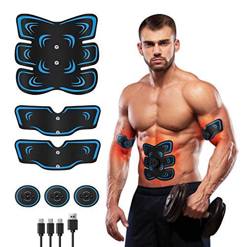 Fediman EMS - Aparato de entrenamiento muscular abdominal con 6 modos y 9 intensidades para adelgazar, desarrollar músculos y moldear la figura, recargable, USB