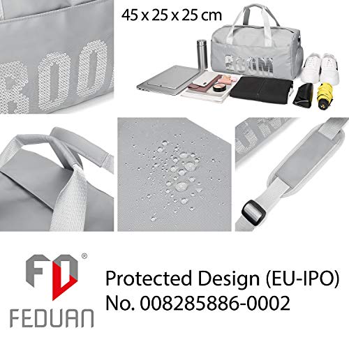 FEDUAN Boom Bolsa Deportiva Deporte de Viaje de compres con Compartimento para Zapatos Bolsillo Mojado Moda Impermeable para Hombres y Mujeres Yoga Pilates Playa Ocio Sauna Festivo Plata Gris FEDUAN Boom Bolsa Deportiva Deporte de Viaje de compres con Compartimento para Zapatos Bolsillo Mojado Moda Impermeable para Hombres y Mujeres Yoga Pilates Playa Ocio Sauna Festivo Plata Gris