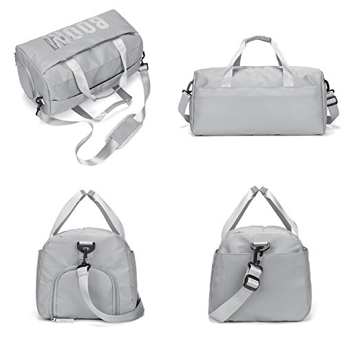 FEDUAN Boom Bolsa Deportiva Deporte de Viaje de compres con Compartimento para Zapatos Bolsillo Mojado Moda Impermeable para Hombres y Mujeres Yoga Pilates Playa Ocio Sauna Festivo Plata Gris