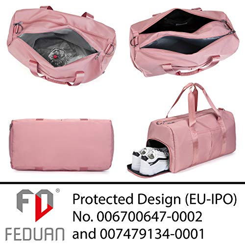 FEDUAN, la Bolsa de Viaje Original, Deportiva, Gimnasia, a Prueba de Agua, con Comp. Zapatos, Comp. húmedo, Bolso de la Compra, Fin de Semana, Vacaciones, Rosa